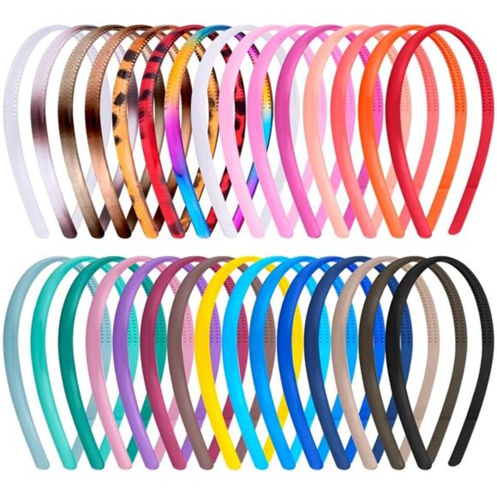 Plastic Headbands 30 Pack Girls Women Colorful Hairbands Thin Non Slip Hair Band